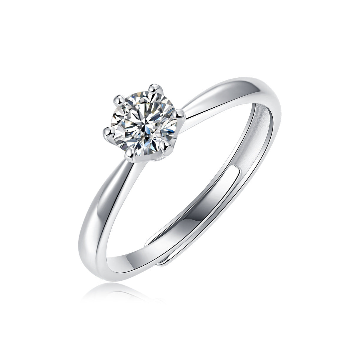 [0.5-5 Carat] Adjustable Eternal Moment Moissanite Ring 18K White Gold Plating 925 Silver