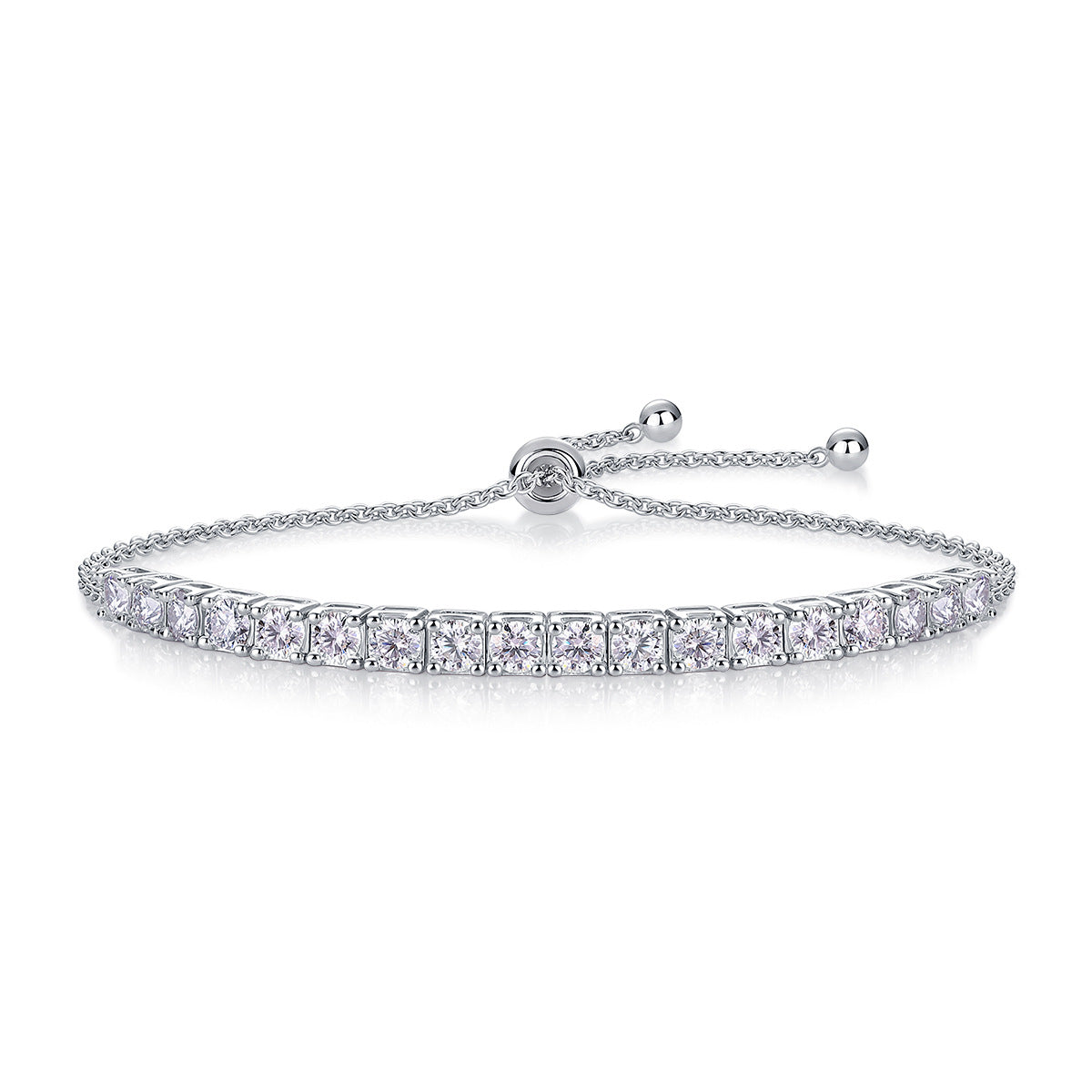 [1.8-9 Carat] Adjustable Moissanite Tennis Bracelet 925 Silver