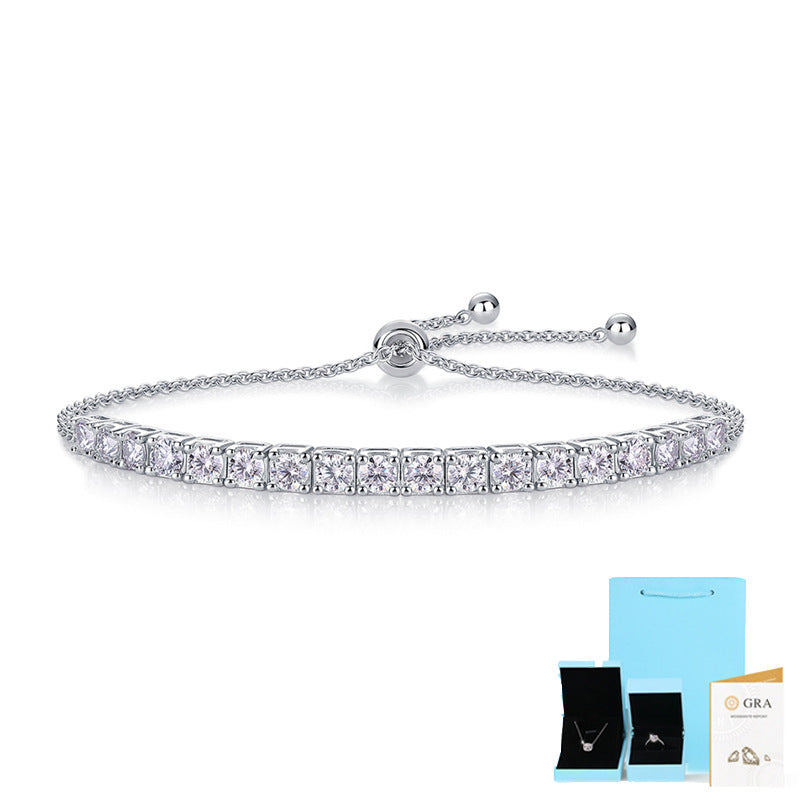 [1.8-9 Carat] Adjustable Moissanite Tennis Bracelet 925 Silver