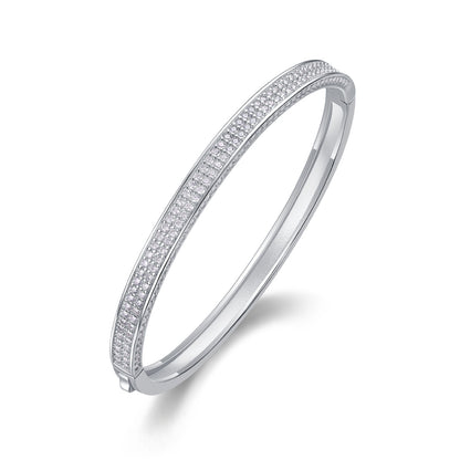 [3 Carat] Starlight Moissanite Bangle Bracelet 18k White Gold Plating 925 Silver