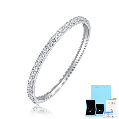 [1.18 Carat] 925 Silver Moissanite Bangle Bracelet White Gold Plating