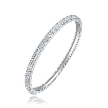 [1.18 Carat] 925 Silver Moissanite Bangle Bracelet White Gold Plating