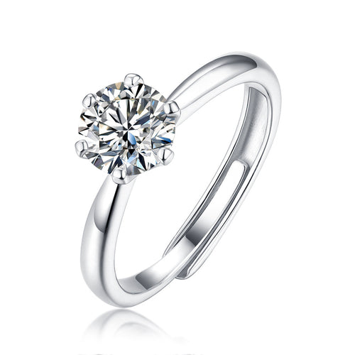 [0.5-5 Carat] Adjustable Eternal Moment Moissanite Ring 18K White Gold Plating 925 Silver