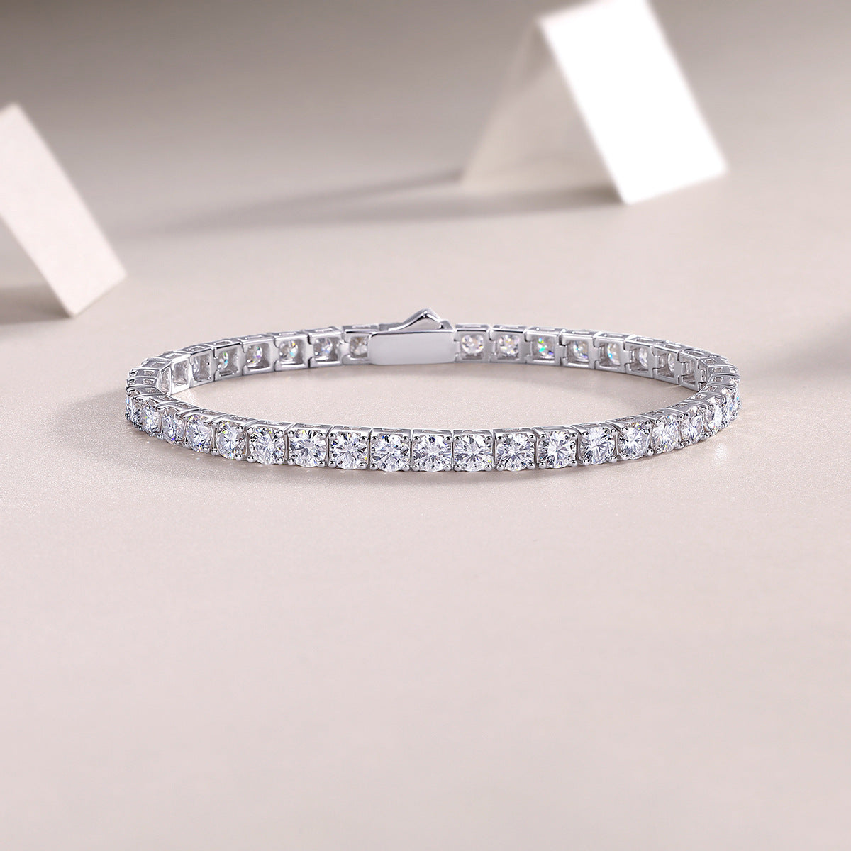 [5.3 Carat] 925 Silver Moissanite  Tennis Bracelet 18K White Gold Plating