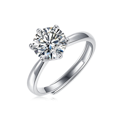 [0.5-5 Carat] Adjustable Eternal Moment Moissanite Ring 18K White Gold Plating 925 Silver