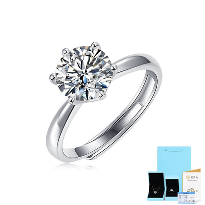 [0.5-5 Carat] Adjustable Eternal Moment Moissanite Ring 18K White Gold Plating 925 Silver