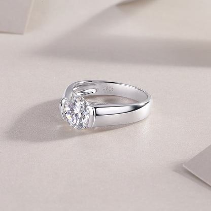 [2 Carat] Round Solitaire Moissanite Ring 925 Silver