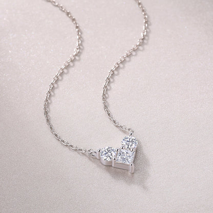 [1 Carat] Heart Shape Moissanite Necklace 18K White Gold Plating 925 Silver