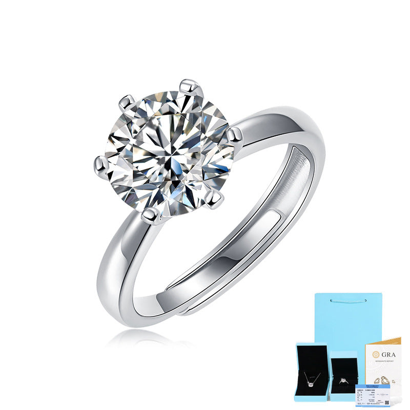 [0.5-5 Carat] Adjustable Eternal Moment Moissanite Ring 18K White Gold Plating 925 Silver