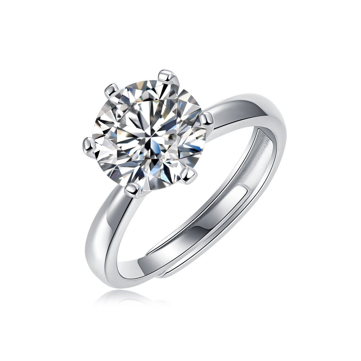 [0.5-5 Carat] Adjustable Eternal Moment Moissanite Ring 18K White Gold Plating 925 Silver