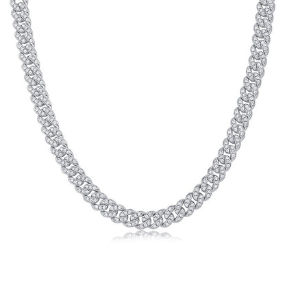 [8.5 Carat] Men's Moissanite Cuban Chain Silver-Plated Necklace