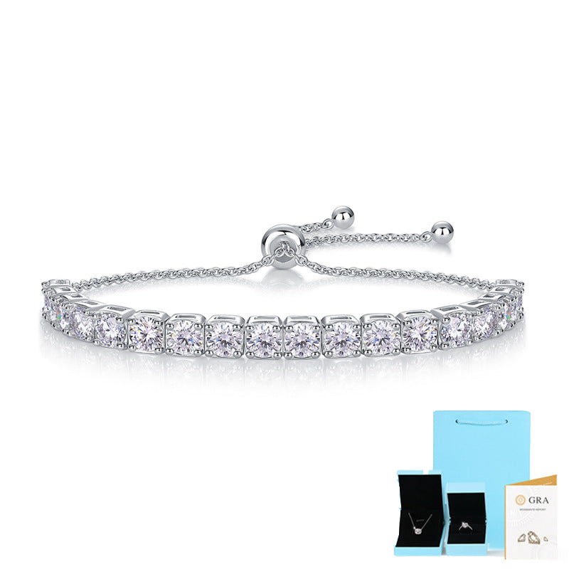 [1.8-9 Carat] Adjustable Moissanite Tennis Bracelet 925 Silver