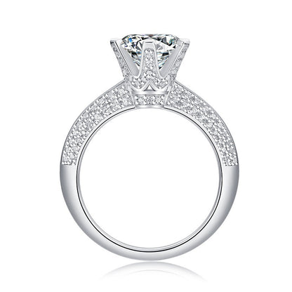 [1 & 3 Carat] Solitaire Design Moissanite Ring 18K White Gold Plating 925 Silver