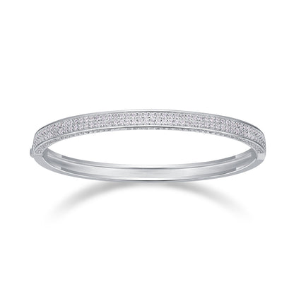 [3 Carat] Starlight Moissanite Bangle Bracelet 18k White Gold Plating 925 Silver