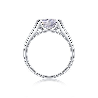 [2 Carat] Round Solitaire Moissanite Ring 925 Silver