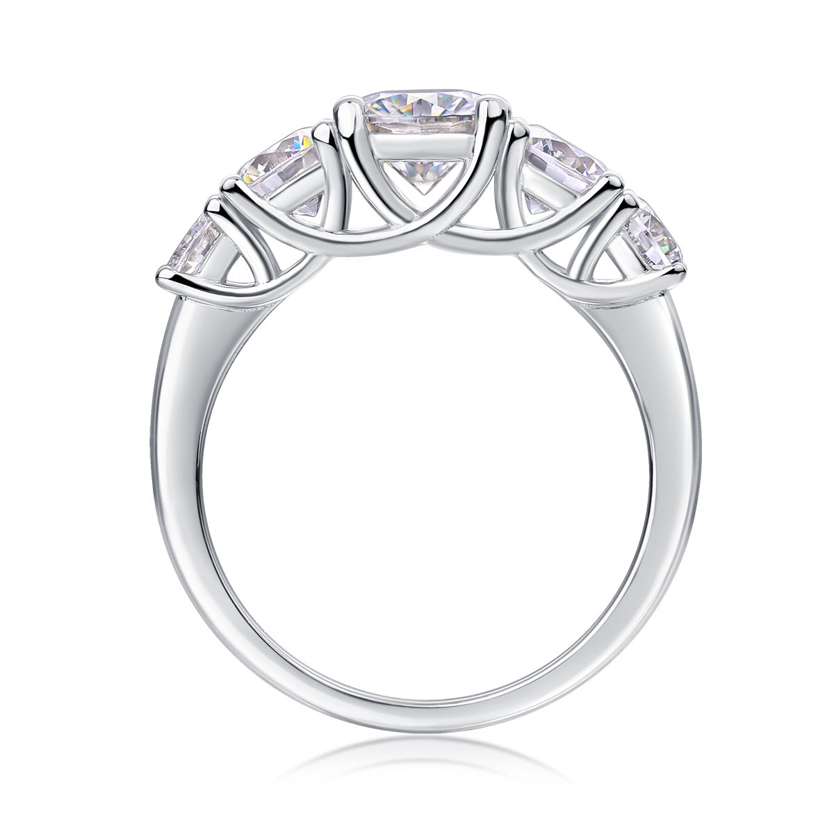 [1 Carat] Eternity Moissanite Ring 18K White Gold Plating 925 Silver