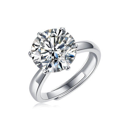 [0.5-5 Carat] Adjustable Eternal Moment Moissanite Ring 18K White Gold Plating 925 Silver