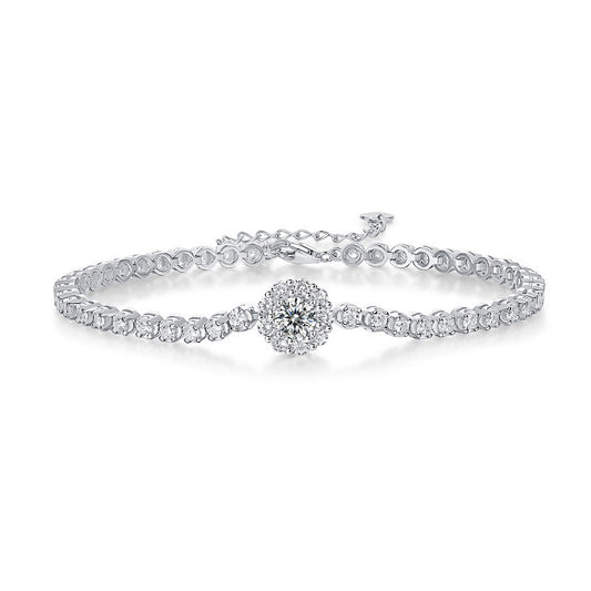 [0.5 Carat] Sparkly Solitaire 925 Silver Moissanite Bracelet White Gold Plating