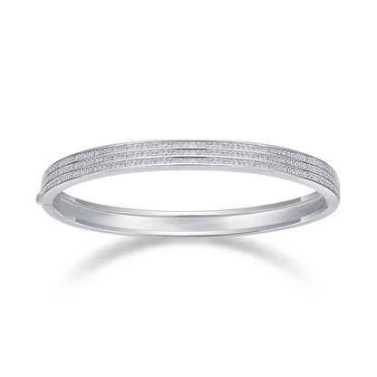 [1.15 Carat] Triple Line Moissanite Bangle Bracelet 18k White Gold Plating 925 Silver