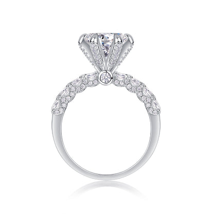 [1-3 Carat] Solitaire Pave Setting Moissanite Ring 18K White Gold Plating 925 Silver