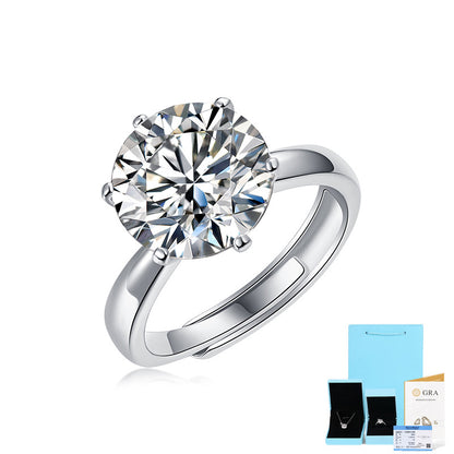 [0.5-5 Carat] Adjustable Eternal Moment Moissanite Ring 18K White Gold Plating 925 Silver