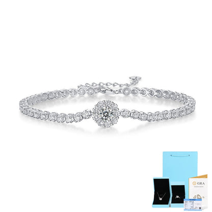 [0.5 Carat] Sparkly Solitaire 925 Silver Moissanite Bracelet White Gold Plating