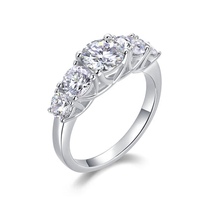 [1 Carat] Eternity Moissanite Ring 18K White Gold Plating 925 Silver