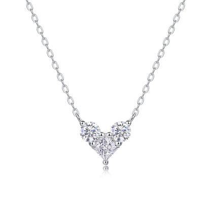 [1 Carat] Heart Shape Moissanite Necklace 18K White Gold Plating 925 Silver