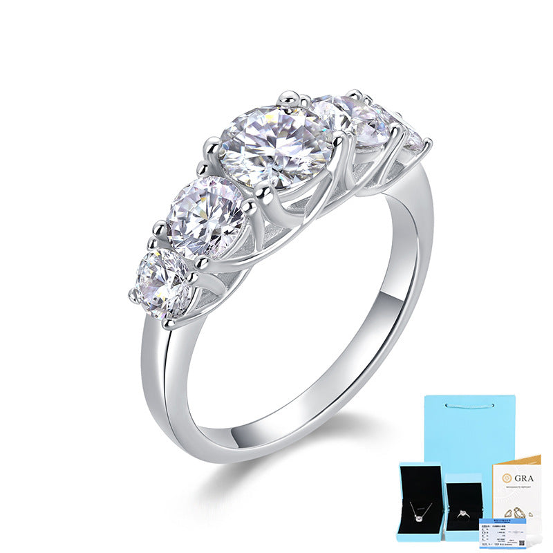 [1 Carat] Eternity Moissanite Ring 18K White Gold Plating 925 Silver