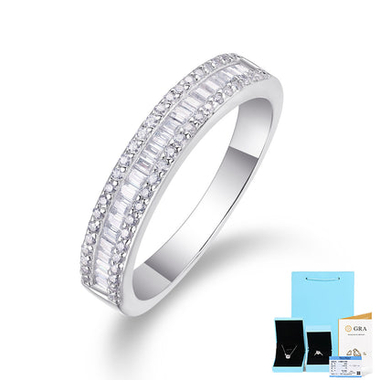 [0.51 Carat] Baguette Eternity Moissanite Ring 18K White Gold Plating 925 Silver