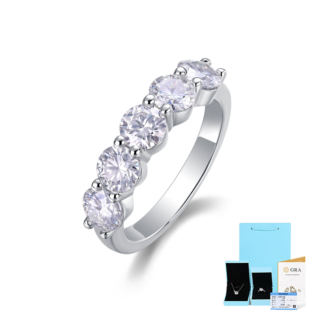 [2.5 Carat] Eternity Five Stone Moissanite Ring 925 Silver