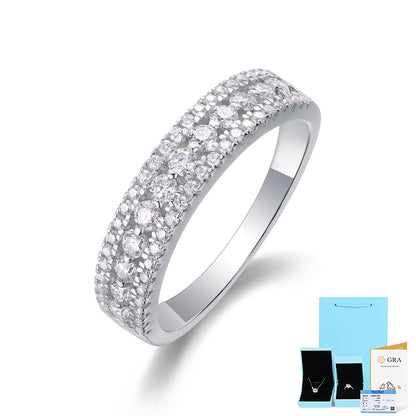 [0.554 Carat] Pave Set Moissanite Ring 18K White Gold Plating 925 Silver