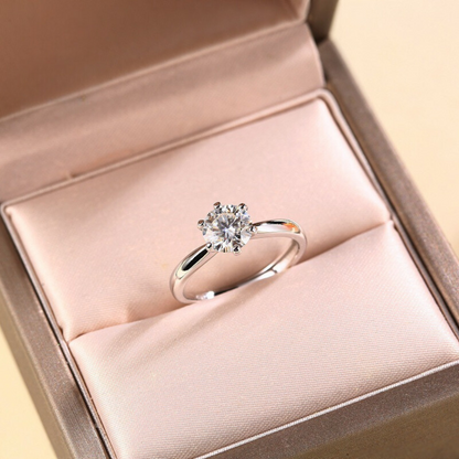 [0.5-5 Carat] Adjustable Eternal Moment Moissanite Ring 18K White Gold Plating 925 Silver