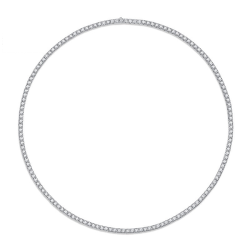 [12.9-52.5 Carat] Moissanite Tennis Necklace 18K White Gold Plating 925 Silver